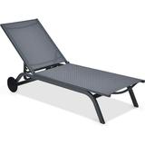 Patio Chaise Lounges Aluminum Recliner W/Adjustable 6 Backrest Positions and Wheels for Patio Beach Poolside Deck Chair Lounge Chair (1 Grey)