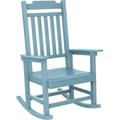 Rocking Chair Outdoor High Back Rocker Chair with 350Lbs Support Comfortable Porch Chair for Adults All-Weather Resistant (Stripy Pattern Blue)-TFC5