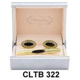 Vittorio Vico Oval Enamel Eye Diamond Set Cufflinks & Tie Bar Set by Classy Cufflinks