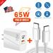 65W USB C Wall Charger for Sony Xperia 1 IV 2 Ports Fast Charging with 6 Feet Type C Cable GaN Tech Wall Charger - White