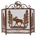 Moose Forest Metal 3 Panel Fireplace Screen Lodge Cabin Mountain Log Home Decor