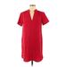 Lush Casual Dress - Shift V Neck Short sleeves: Red Solid Dresses - Women's Size Medium