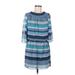 Allen B. by Allen Schwartz Casual Dress - Mini Crew Neck 3/4 sleeves: Blue Print Dresses - Women's Size 6