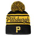 Women's Fanatics Branded Black/Gold Pittsburgh Pirates Script Cuffed Knit Hat with Pom