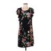 Harlow & Rose Casual Dress - Shift Scoop Neck Short sleeves: Black Print Dresses - Women's Size Medium