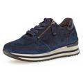 Keilsneaker GABOR "Turin", Damen, Gr. 41, blau (nachtblau), Ziegenveloursleder, Lackleder, sportlich, Schuhe, Freizeitschuh, Halbschuh, Schnürer, gepolsterter Schaftrand, H-Weite