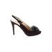 Kate Spade New York Heels: Pumps Platform Cocktail Party Brown Print Shoes - Women's Size 10 - Open Toe