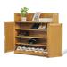 Bring Home Furniture 16 Pair 5 Tiers Bamboo Wood Shoe Storage Shelf Cabinet w/ Foldable 3 Doors Manufactured Wood in Brown/Gray | Wayfair