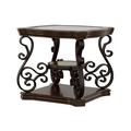 World Menagerie Lucious End Table w/ Bottom Shelf in Deep Merlot & Clear Wood/Glass/Metal in Black/Brown | 25.25 H x 24.9 W x 24.9 D in | Wayfair