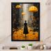 Red Barrel Studio® Sherranda Fashion Woman w/ Yellow Umbrella - Print on Canvas Metal in Black/Yellow | 32 H x 16 W x 1 D in | Wayfair