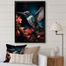 Latitude Run® Itsaso Teal Coral Hummingbird Portrait Vibrant Framed On Canvas Print Plastic in Blue/Green/Red | 44 H x 34 W x 1.5 D in | Wayfair