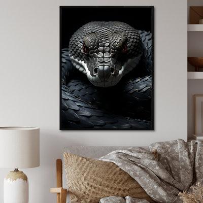 Latitude Run® Krete Snake Vibrant Portrait Framed On Canvas Print Metal in Black | 32 H x 16 W x 1 D in | Wayfair B52BC76249C34C3280C654BAA73B928F