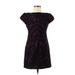 Nanette Lepore Cocktail Dress - A-Line Boatneck Short sleeves: Purple Dresses - Women's Size 2