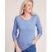 Blair Women's Essential Knit Long Sleeve Button Trim Top - Blue - 3XL - Womens