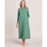 Blair Women's Better-Than-Basic Fleece Snap Front Robe - Green - PM - Petite
