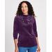 Blair Women's Velour Mock Neck Top - Purple - S - Misses