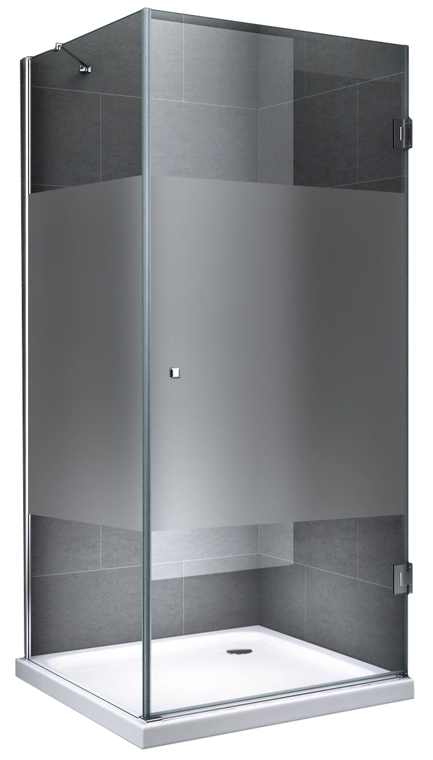 Duschkabine Eger Größe: 90 x 90 x 190 cm Teilsatiniert mit Duschtasse und Ablauf Image