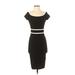 Ali & Jay Casual Dress - Bodycon Boatneck Short sleeves: Black Color Block Dresses - Women's Size Small