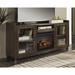 Signature Design by Ashley Starmore Brown 70" TV Stand for TVs up to 80" with Electric Fireplace - 70.25"W x 19.25"D x 35.25"H