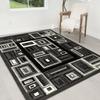 HR Gray, Black and Multi Color Contemporary Abstract Rug Frame, Boxy Pattern-Shed Free
