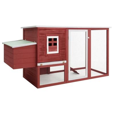 vidaXL Chicken Coop and Run Hen House with Nesting Box and Ramp Solid Wood - 79.5" x 29.5" x 38.6"