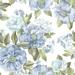 Blue & Indigo Watercolor Floral Bouquet Peel and Stick Wallpaper