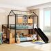 Twin Over Twin Metal Bunk Bed Metal Housebed Slide and Storage Stair