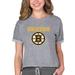 Women's Concepts Sport Heather Gray Boston Bruins Tri-Blend Mainstream Terry Short Sleeve Sweatshirt Top