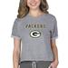 Women's Concepts Sport Heather Gray Green Bay Packers Tri-Blend Mainstream Terry Short Sleeve Sweatshirt Top
