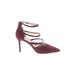 Saks Fifth Avenue Heels: Pumps Stilleto Cocktail Party Burgundy Solid Shoes - Women's Size 8 - Pointed Toe