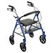 Drive Medical 4 Wheel Steel Rollator w/8 Casters Basket- Loop-Blue