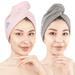 American Soft Linen 100% Cotton Hair Drying Towels for Women 2 Pack Head Towel Cap Cotton Hair Turban Towel Wrap Rockridge-Pink