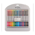 TUL Retractable Gel Pens, Medium Point, 0.7 mm, Silver Barrel, Assorted Standard & Bright Ink Colors, Pack Of 14 Pens