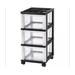 Office Depot Brand Plastic 3-Drawer Storage Cart, 26 1/5in x 12 1/10in x 14 3/10in, Black