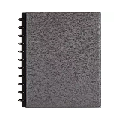 TUL Discbound Notebook, Elements Collection, Letter Size, Narrow Ruled, 60 Sheets, Leather Cover, Gunmetal/Pebbled