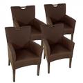 Amagohome Esszimmer Stühle Set 4 Stück Rattan Armlehner Sessel Bilbao Polsterstuhl Polstersessel prairie brown
