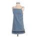 Essue Casual Dress - Mini Square Sleeveless: Blue Print Dresses - Women's Size Small