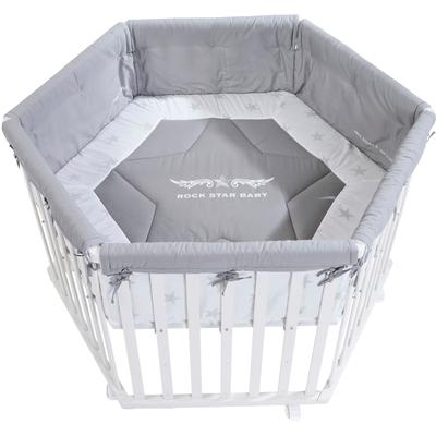 Laufgitter ROBA "Rock Star Baby, 6-eckig, weiß", Baby, weiß, Laufställe, mit Stoffeinlage und Nestchen; Rollen, höhenverstellbar Image