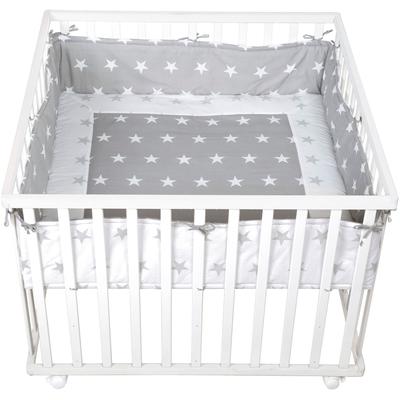 Laufgitter ROBA "Little Stars, 100x100 cm, weiß", Baby, weiß, Laufställe, mit Stoffeinlage und Nestchen; Rollen, höhenverstellbar Image