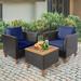 Winston Porter Bjana 3 Piece Rattan Seating Group w/ Cushions Synthetic Wicker/Wood/All - Weather Wicker/Natural Hardwoods/Wicker/Rattan | Outdoor Furniture | Wayfair