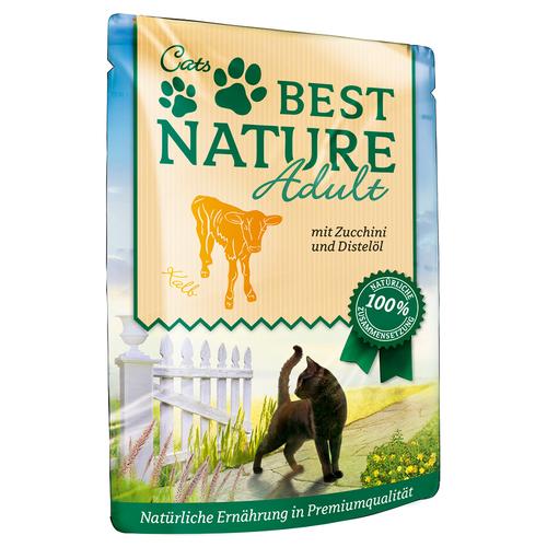 16x 85g Best Nature Cat Adult Kalb mit Zucchini & Disteloel Katzenfutter nass