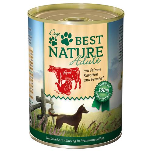 12x 400g Best Nature Dog Adult Pute, Rind & Karotten Hundefutter nass