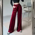 Pantalon en velours pour femmes poches vêtements de travail légers jambes larges bas en velours