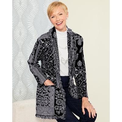 Draper's & Damon's Women's Jacquard Fringe Cardigan - Multi - PXL - Petite