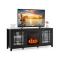 Costway 58 Inch Fireplace TV Stand with Adjustable Shelves for TVs up to 65 Inch-Black