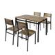 Lot de 1 Table et 4 Chaise effet bois et métal noir