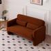 Fabric Accent Loveseat w/ Wood Frame and Lumbar Pillow, Dark Orange