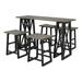 5-Piece Bistro Set Sturdy Counter Height Dining Set Bar Table, Console Table Set with 4 Stools for Dining Room & Bistro, Grey