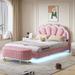 2-Pieces Bedroom Sets Queen Size Upholstered Platform Bed Floating Bed, Pink