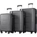 360° Spinner Wheels Luggage Set 3 Piece Expandable Carry On Luggage Spinner Suitcase Sets for Short Trips & Long Travel, Gray